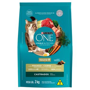 Alimento para Gatos Castrados Frango e Carne Purina One Pacote 2kg
