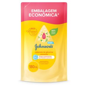 Sabonete Líquido de Glicerina da Cabeça aos Pés Camomila Johnson's Baby Sachê 180ml Embalagem Econômica
