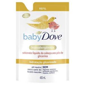 Sabonete Líquido Hidratação Glicerinada da Cabeça aos Pés Dove Baby Sachê 400ml Refil