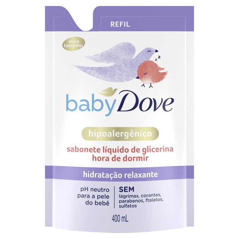 Sabonete-Liquido-de-Glicerina-Hidratacao-Relaxante-Dove-Baby-Hora-de-Dormir-Sache-400ml-Refil