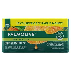 Pack Sabonete Barra Frescor Nutritivo Tangerina e Alecrim Palmolive Naturals Envoltório 510g 6 Unidades