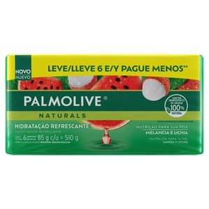 Pack Sabonete Barra Hidratação Refrescante Melancia e Lichia Palmolive Naturals Envoltório 510g 6 Unidades