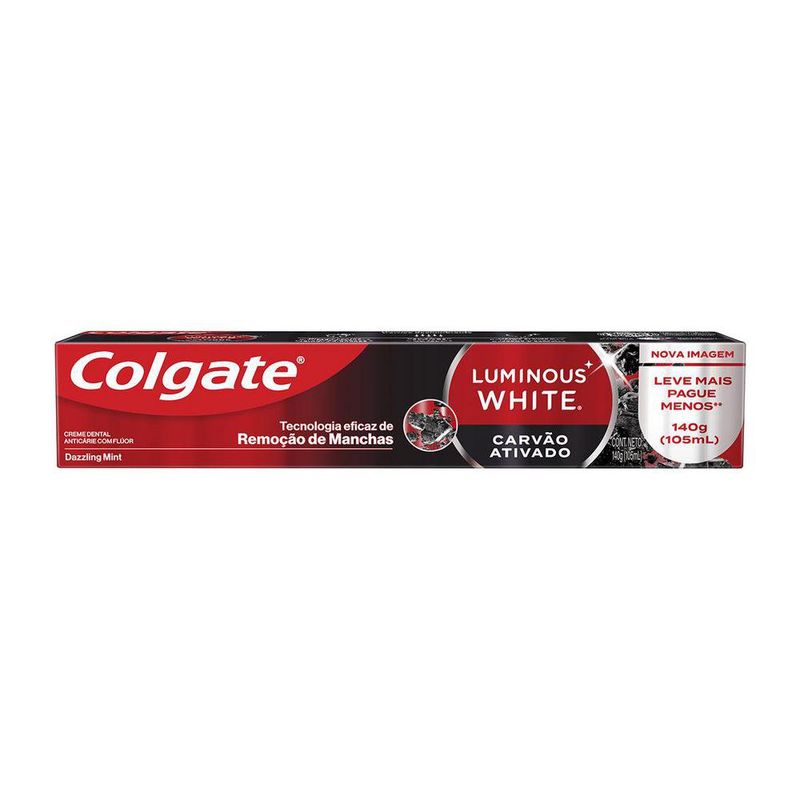 Creme-Dental-Carvao-Ativado-Dazzling-Mint-Colgate-Luminous-White-Caixa-140g