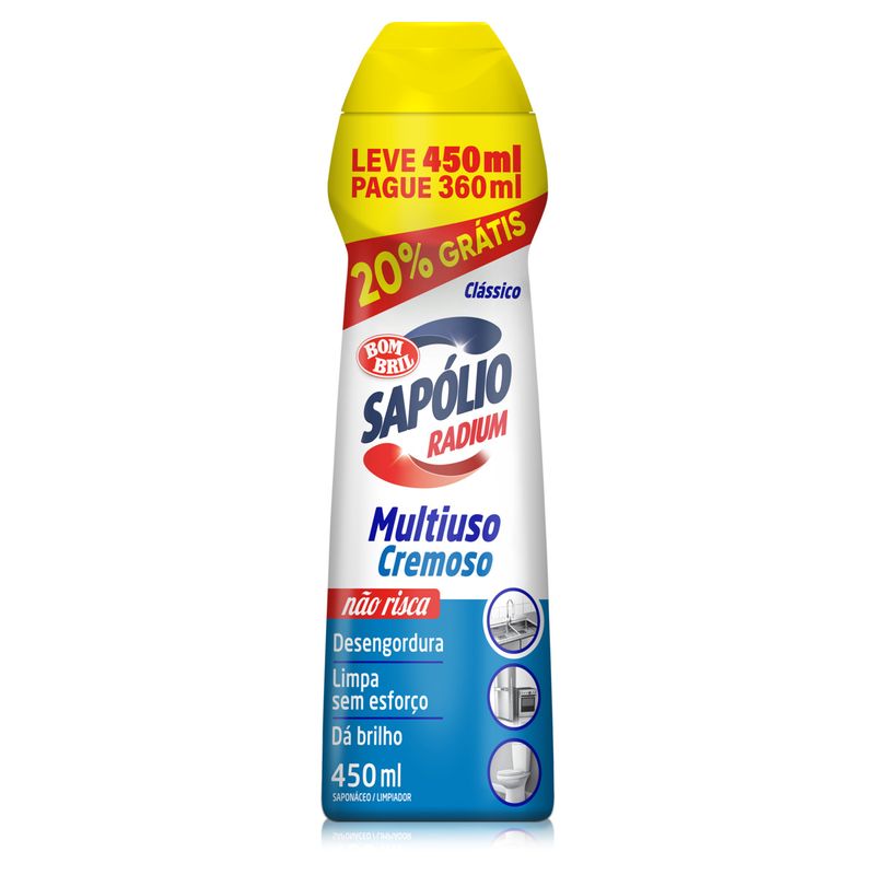 Saponaceo-Cremoso-Multiuso-Classico-Sapolio-Radium-Squeeze-Leve-450ml-Pague-360ml