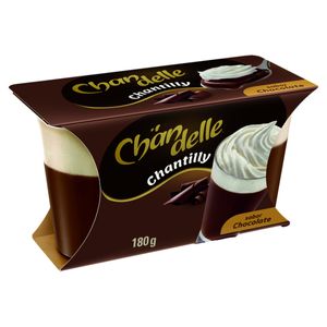 Sobremesa Láctea com Chantilly Chocolate Chandelle Bandeja 180g 2 Unidades