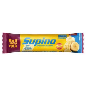 Barra de Frutas Banana Cobertura Chocolate Branco Supino Pacote 24g