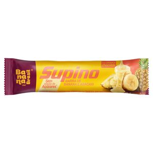 Barra de Frutas Banana e Abacaxi Cobertura Chocolate Branco Supino Pacote 24g