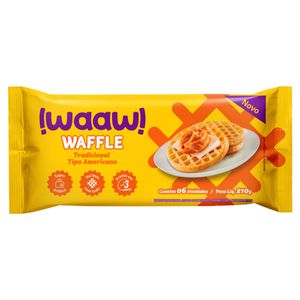 Waffle Congelado Tradicional !Waaw! Pacote 210g 6 Unidades
