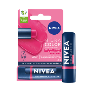 Hidratante Labial Rosa Pink Nivea Hidra Color Blister 4,8g
