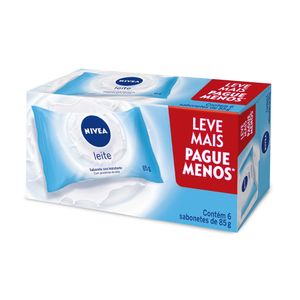 Pack Sabonete Em Barra Hidratante Leite Nivea Promo 6 Unidades 85g Cada Leve Mais Pague Menos