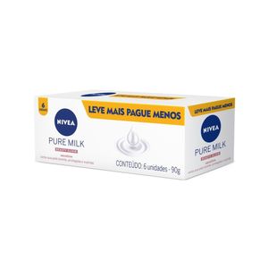 Pack Sabonete Barra Sensitive Nivea Pure Milk Promo 6 Unidades 90g Cada Leve Mais Pague Menos